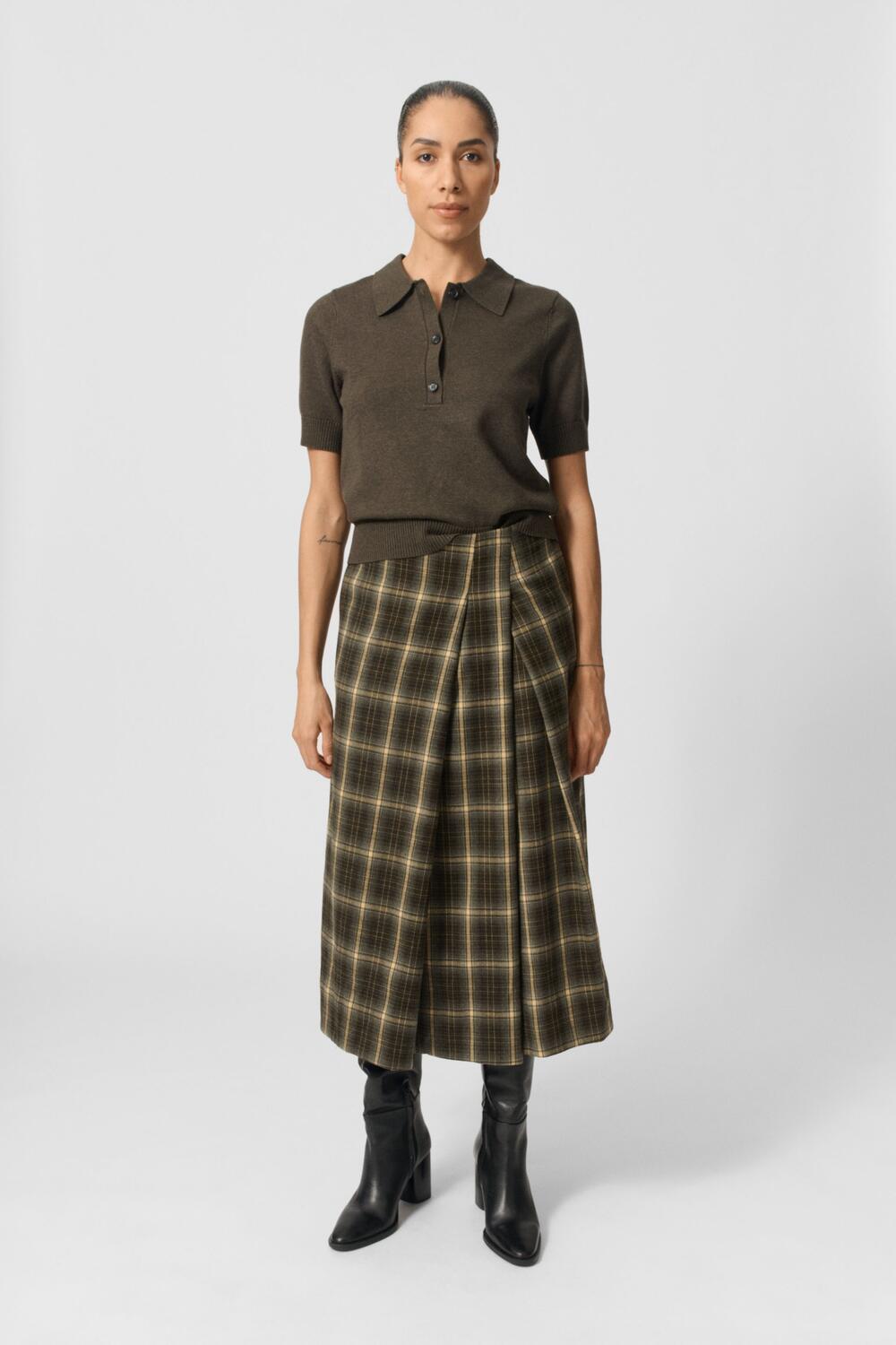 Elaine midi nederdel - 697 Green Multi Check